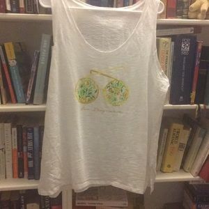 White tank top, very loose fitting, large armholes